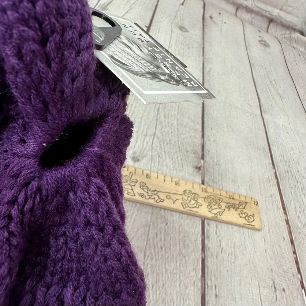 NWT boutique C.C. beanie and headband deep purple kids messy bun beanie tail